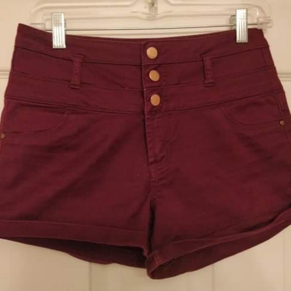 Maroon jean shorts